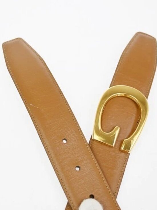 GUCCI G Logo Belt 70/28 Leather Brown Blue GHW Italy 66KC646 main image 13